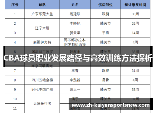CBA球员职业发展路径与高效训练方法探析